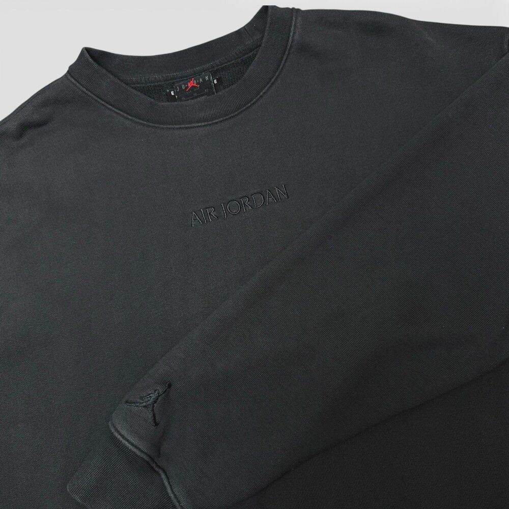 Y2k Air Jordan Embroidered Crewneck Sweatshirt Mens XL Black Pullover Streetwear